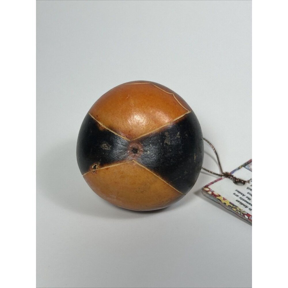 Hand-Painted/Carved South American Yellow &blue Owl Gourd Folk art Ornament - Picture 6 of 8